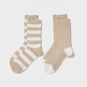 Skarpetki Dziecięce Uniqlo HEATTECH (2 Pairs) Beżowe,Uniqlo Polska | T477801