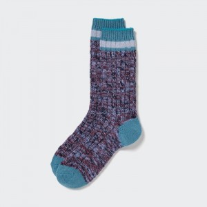 Skarpetki Męskie Uniqlo HEATTECH Slub Ribbed Niebieskie,Uniqlo Polska | A140894