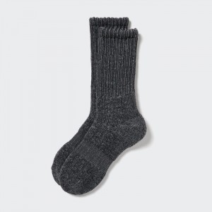 Skarpetki Męskie Uniqlo HEATTECH Soft Pile Ribbed Ciemny Szare,Uniqlo Polska | F855924