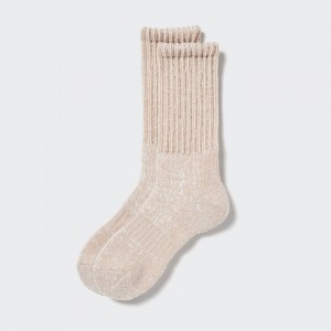 Skarpetki Męskie Uniqlo HEATTECH Soft Pile Ribbed Beżowe,Uniqlo Polska | U942753