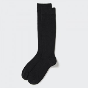 Skarpetki Męskie Uniqlo HEATTECH Wide Ribbed Knee High Czarne,Uniqlo Polska | Z531233