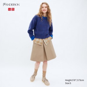 Spódnice Damskie Uniqlo Cotton Midi Beżowe,Uniqlo Polska | P806032