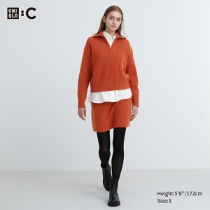 Spódnice Damskie Uniqlo Premium Lambswool Mini Pomarańczowe,Uniqlo Polska | N890781
