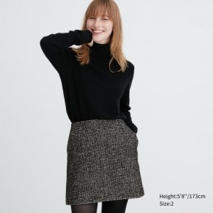 Spódnice Damskie Uniqlo Tweed Mini (Houndstooth) Ciemny Szare,Uniqlo Polska | D428301