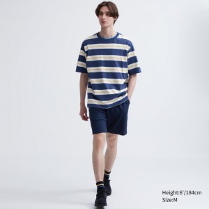 Spodenki Męskie Uniqlo AIRism Cotton Easy (8") Granatowe,Uniqlo Polska | P821537