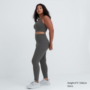 Spodnie Damskie Uniqlo AIRism UV Protection Pocketed Soft Leggings Szare,Uniqlo Polska | D818960