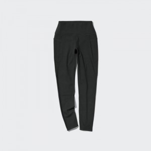 Spodnie Damskie Uniqlo AIRism UV Protection Pocketed Soft Leggings Czarne,Uniqlo Polska | Z596732