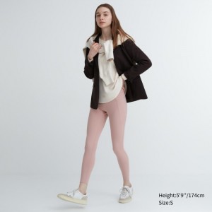 Spodnie Damskie Uniqlo AIRism UV Protection Pocketed Soft Leggings Różowe,Uniqlo Polska | N994386