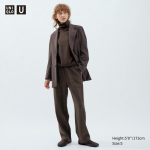 Spodnie Damskie Uniqlo Brushed Jersey Ciemny Brązowe,Uniqlo Polska | D810681