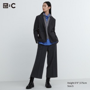 Spodnie Damskie Uniqlo Brushed Jersey Cropped Ciemny Szare,Uniqlo Polska | L602357