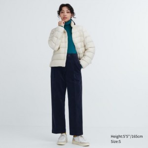 Spodnie Damskie Uniqlo Corduroy Wide-Fit Pleated Granatowe,Uniqlo Polska | T188618
