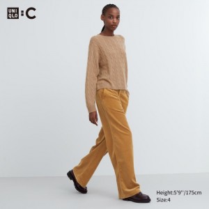 Spodnie Damskie Uniqlo Corduroy Wide Brązowe,Uniqlo Polska | M471973