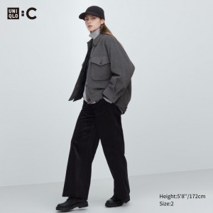 Spodnie Damskie Uniqlo Corduroy Wide Czarne,Uniqlo Polska | M493981