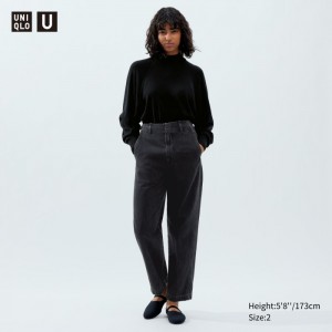 Spodnie Damskie Uniqlo Denim Straight Ciemny Szare,Uniqlo Polska | T886948