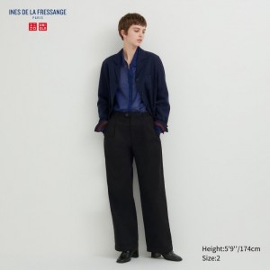 Spodnie Damskie Uniqlo Denim Wide-Fit Pleated Czarne,Uniqlo Polska | R156832