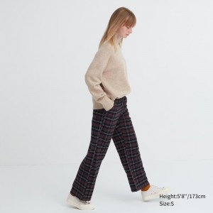 Spodnie Damskie Uniqlo Flannel Checked Ciemny Brązowe,Uniqlo Polska | U529159