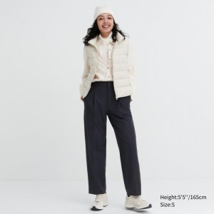 Spodnie Damskie Uniqlo HEATTECH Pleated Tapered (Stripe) Granatowe,Uniqlo Polska | I762951