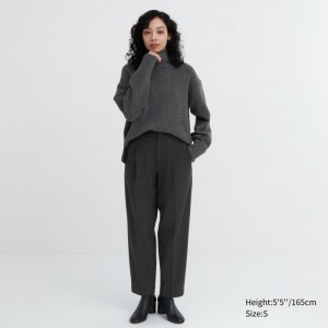 Spodnie Damskie Uniqlo HEATTECH Pleated Tapered Ciemny Szare,Uniqlo Polska | U682095