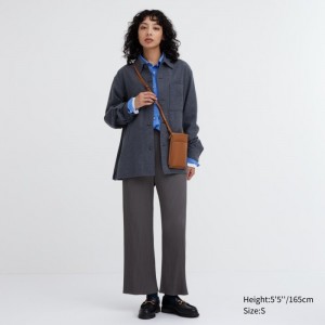 Spodnie Damskie Uniqlo Pleated Straight Szare,Uniqlo Polska | I806929