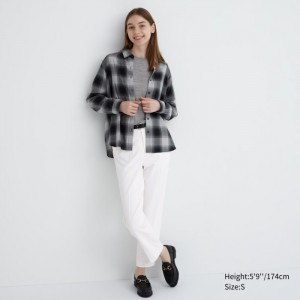 Spodnie Damskie Uniqlo Smart Ankle (2-Way Stretch, Tall) Białe,Uniqlo Polska | C191249