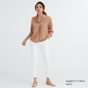 Spodnie Damskie Uniqlo Smart Ankle (2-Way Stretch) Białe,Uniqlo Polska | Z195159