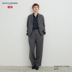 Spodnie Damskie Uniqlo Tweed Wide-Fit Pleated Ciemny Szare,Uniqlo Polska | O487464