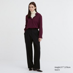 Spodnie Damskie Uniqlo Wide-Fit Pleated Czarne,Uniqlo Polska | Z764543