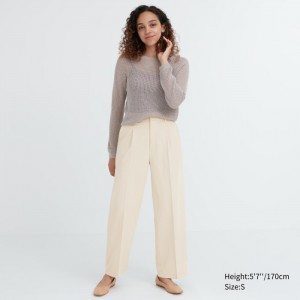 Spodnie Damskie Uniqlo Wide-Fit Pleated Natural,Uniqlo Polska | V968122