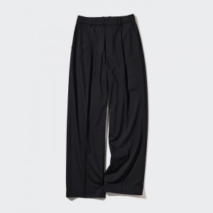 Spodnie Damskie Uniqlo Wide-Fit Pleated (Tall) Czarne,Uniqlo Polska | V494159