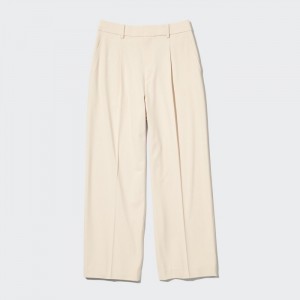 Spodnie Damskie Uniqlo Wide-Fit Pleated (Tall) Natural,Uniqlo Polska | Q944989