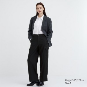 Spodnie Damskie Uniqlo Wide Straight Cargo Ciemny Szare,Uniqlo Polska | E096764