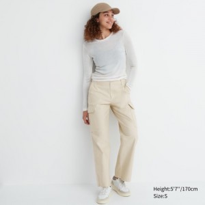Spodnie Damskie Uniqlo Wide Straight Cargo Natural,Uniqlo Polska | R275655