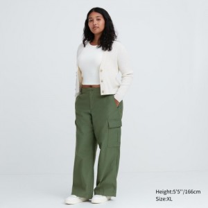 Spodnie Damskie Uniqlo Wide Straight Cargo Zielone,Uniqlo Polska | U629458