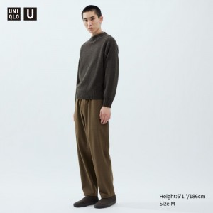 Spodnie Męskie Uniqlo Brushed Jersey Brązowe,Uniqlo Polska | R937298