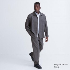 Spodnie Męskie Uniqlo Brushed Twill Wide-Fit Pleated Szare,Uniqlo Polska | I141004