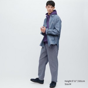 Spodnie Męskie Uniqlo Cotton Relaxed Ankle (Hickory) Niebieskie,Uniqlo Polska | Z033237
