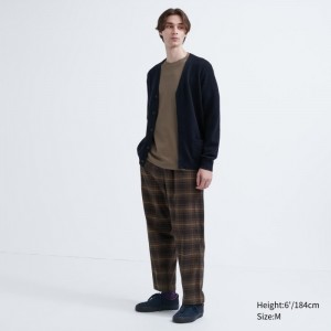 Spodnie Męskie Uniqlo Flannel Easy Ankle Ciemny Brązowe,Uniqlo Polska | H937168