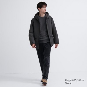 Spodnie Męskie Uniqlo Smart Ankle (2-Way Stretch, Corduroy, Tall) Ciemny Szare,Uniqlo Polska | B172499