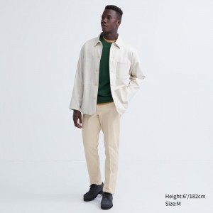 Spodnie Męskie Uniqlo Smart Ankle (2-Way Stretch, Corduroy, Tall) Natural,Uniqlo Polska | O075010