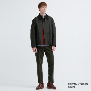 Spodnie Męskie Uniqlo Smart Ankle (2-Way Stretch, Corduroy, Tall) Ciemny Zielone,Uniqlo Polska | J381343