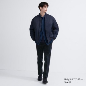 Spodnie Męskie Uniqlo Smart Ankle (2-Way Stretch, Corduroy, Tall) Granatowe,Uniqlo Polska | H155969