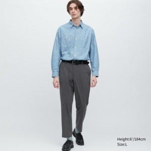 Spodnie Męskie Uniqlo Smart Ankle (2-Way Stretch, Wool-Like) Szare,Uniqlo Polska | U750046