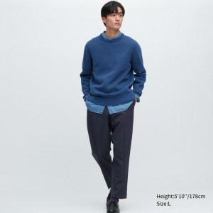 Spodnie Męskie Uniqlo Smart Ankle (2-Way Stretch, Wool-Like) Granatowe,Uniqlo Polska | G402661