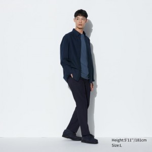 Spodnie Męskie Uniqlo Smart Ankle (2-Way Stretch, Wool-Like) Granatowe,Uniqlo Polska | R633045