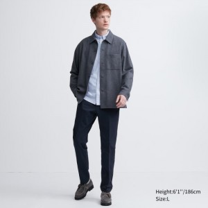 Spodnie Męskie Uniqlo Smart Ankle (Ultra Stretch, Tall) Granatowe,Uniqlo Polska | C969172