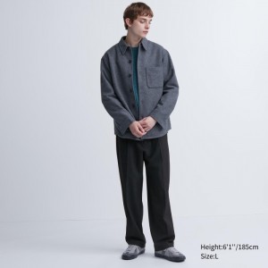 Spodnie Męskie Uniqlo Wide-Fit Pleated Czarne,Uniqlo Polska | D315064