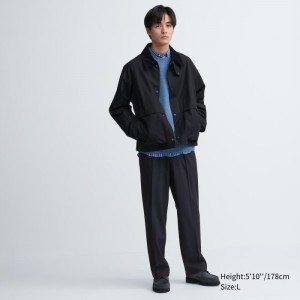 Spodnie Męskie Uniqlo Wide-Fit Pleated Granatowe,Uniqlo Polska | H508984
