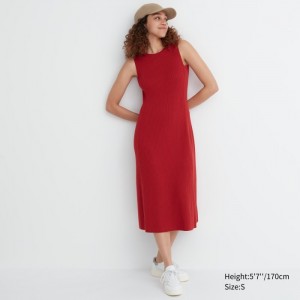 Sukienka Damskie Uniqlo Cotton Blend Knit Sleeveless Czerwone,Uniqlo Polska | M706508
