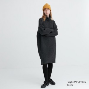 Sukienka Damskie Uniqlo Souffle Yarn Turtleneck Ciemny Szare,Uniqlo Polska | X983757