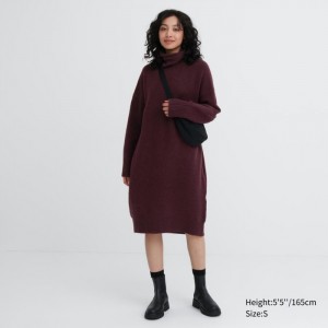 Sukienka Damskie Uniqlo Souffle Yarn Turtleneck Wine,Uniqlo Polska | X857124